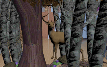 Peura virtuaalisessa metsässä.