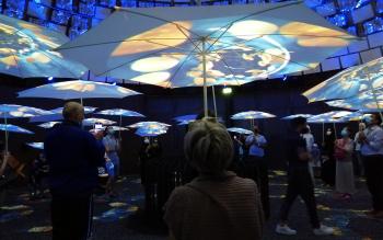 Umbrella-decorations at Dubai Expo 2020.