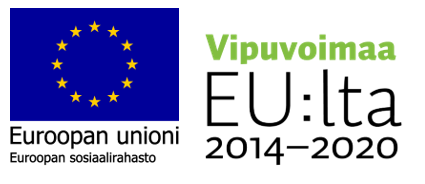 Kuvassa kaksi logoa: Euroopan sosiaalirahasto ja Vipuvoimaa EU:lta 2014-2020